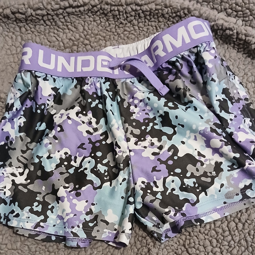 Under Armour Kids Camo Shorts - Purple and Black